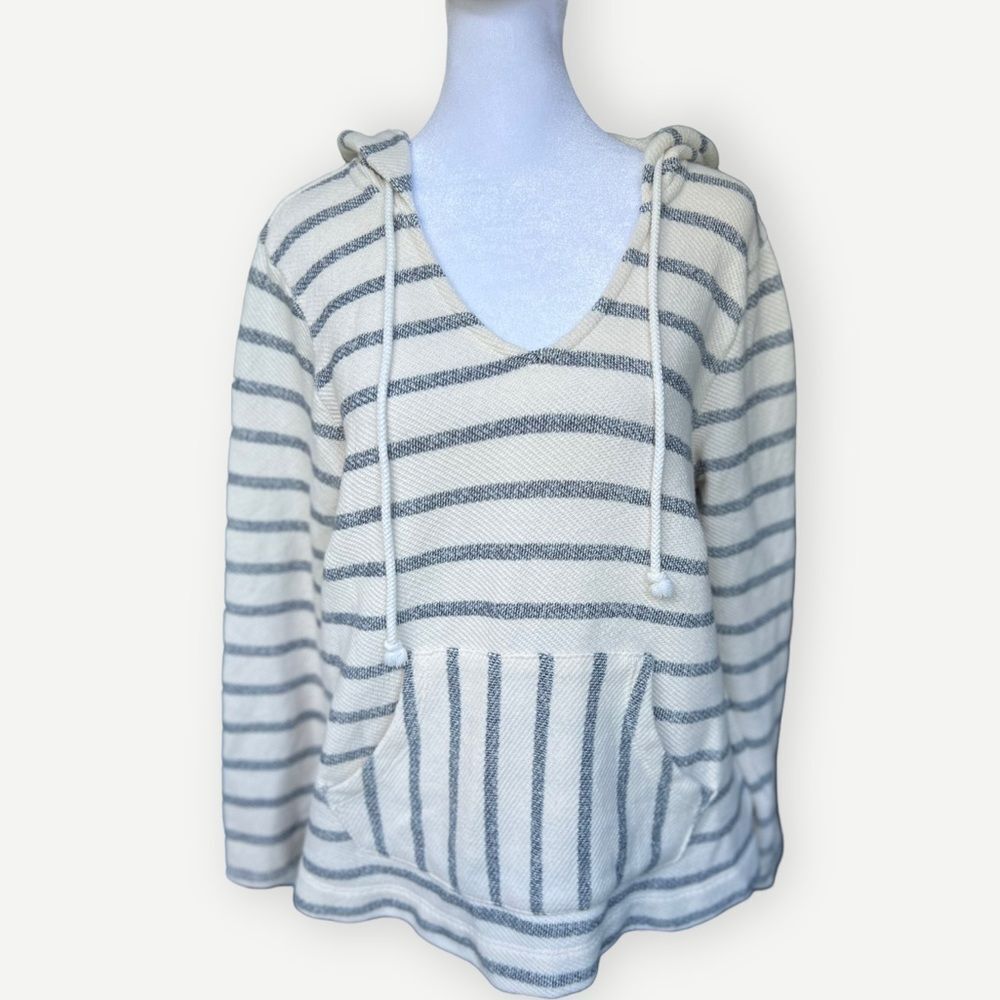 Old Navy Striped Pullover Relaxed Front Pocket V-Neck Hoodie Sweatshirt. Small.